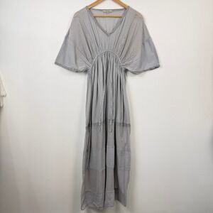 World Market Tiered Mesh Maxi Dress Womens S/M Gray Boho Hippie